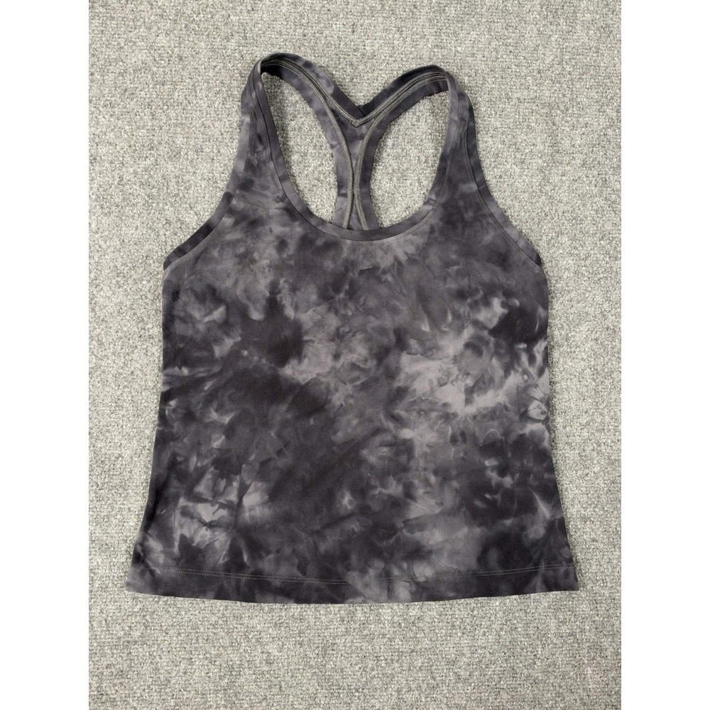 Lululemon Cool Racerback Tank Women's Size 6 Gray Tie Dye Yoga Gym Workout